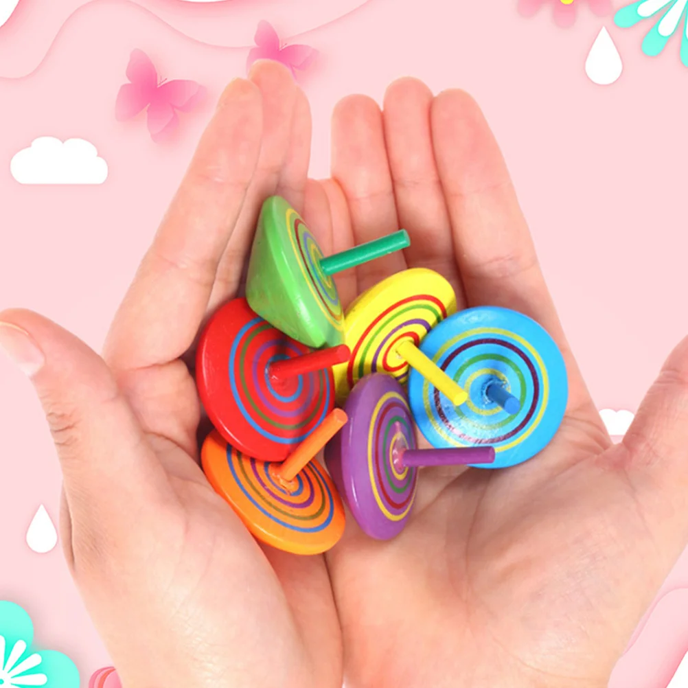 

20 Pcs Kids Educational Toys Decompression Gyro Wooden Spinning Top Rotating Baby Funny