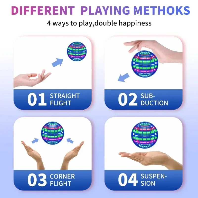 Spinning Flying Ball Toy Black Technology Magic LED Light Stress-relieving Children's Christmas Gift