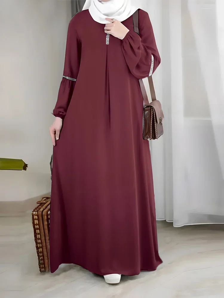 

Fashion Long Sleeve Muslim Maxi Dresses for Women Saudi Arabia Dubai Abaya Party Casual Sequin Sundress Casual Morocco Kaftan