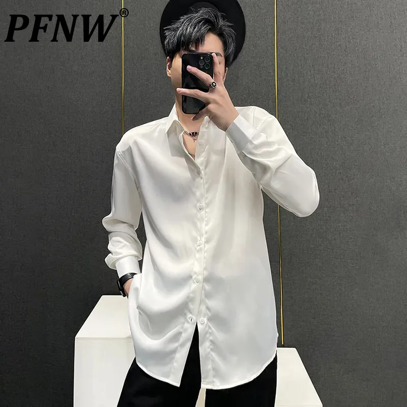 

PFNW Solid Color Men's Long Sleeve Shirts Korean Fashion Male Casual Cardigan Business Fomal Tops 2023 Autumn Trendy New 28W1728