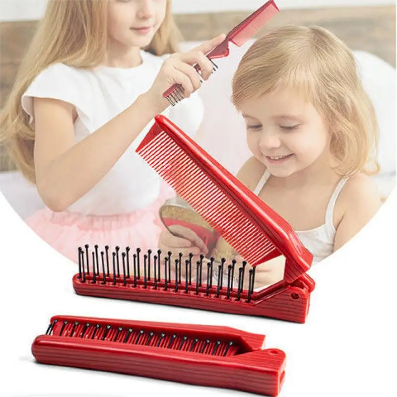 

Children's folding comb baby girl pattern braided hair distribution line special child portable portable hair comb artifact