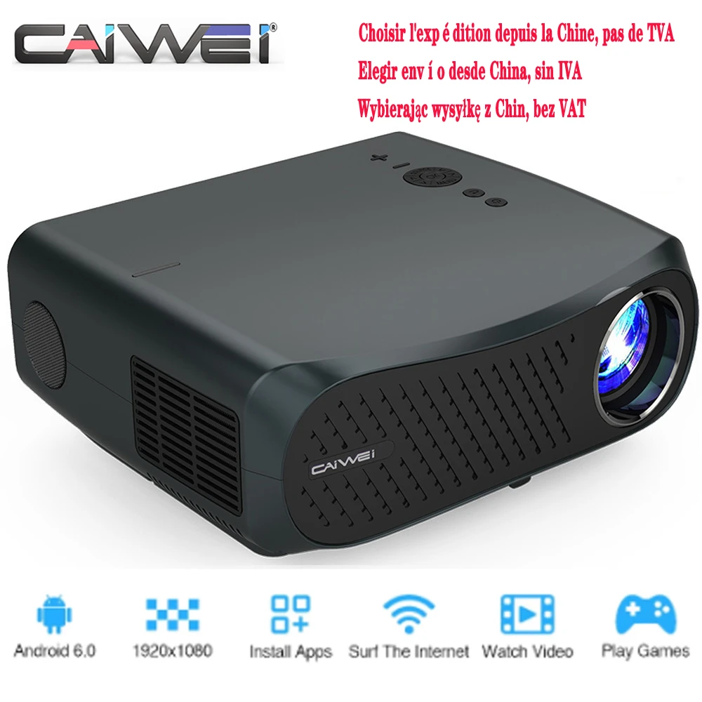 best projector CAIWEI A12AB LED Projector Android System Wifi Full Hd 1080P Native Resolution Miracast Movie Home Theater Beamer Projector mini projector