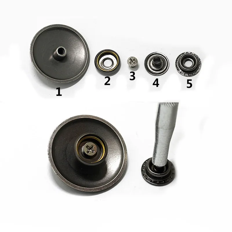 Snap Button Metal Rivet With Bead Decoration for Leathercraft Bag