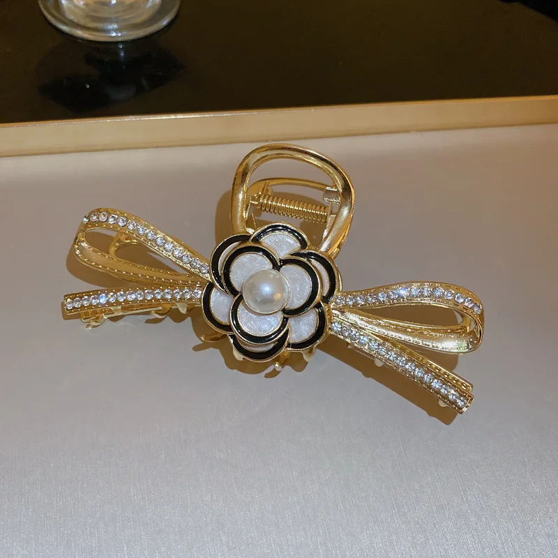 Luxury Hair Claw Clips Rhinestone Bowknot Pearl Camellia Hair Clips