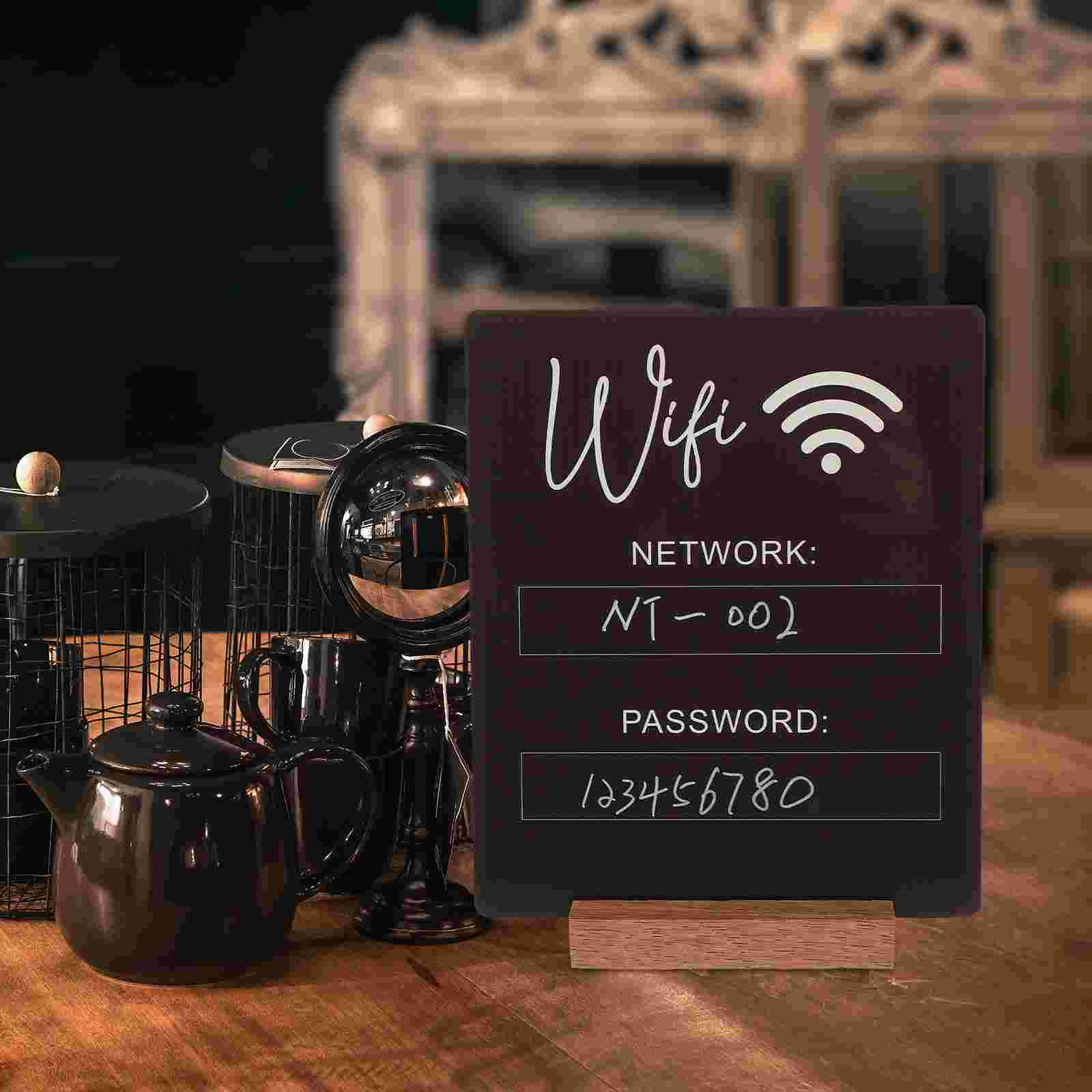 Wifi Password Sign Reminder Wireless Network Acrylic for Hotel Table Stand Chalkboard Signs