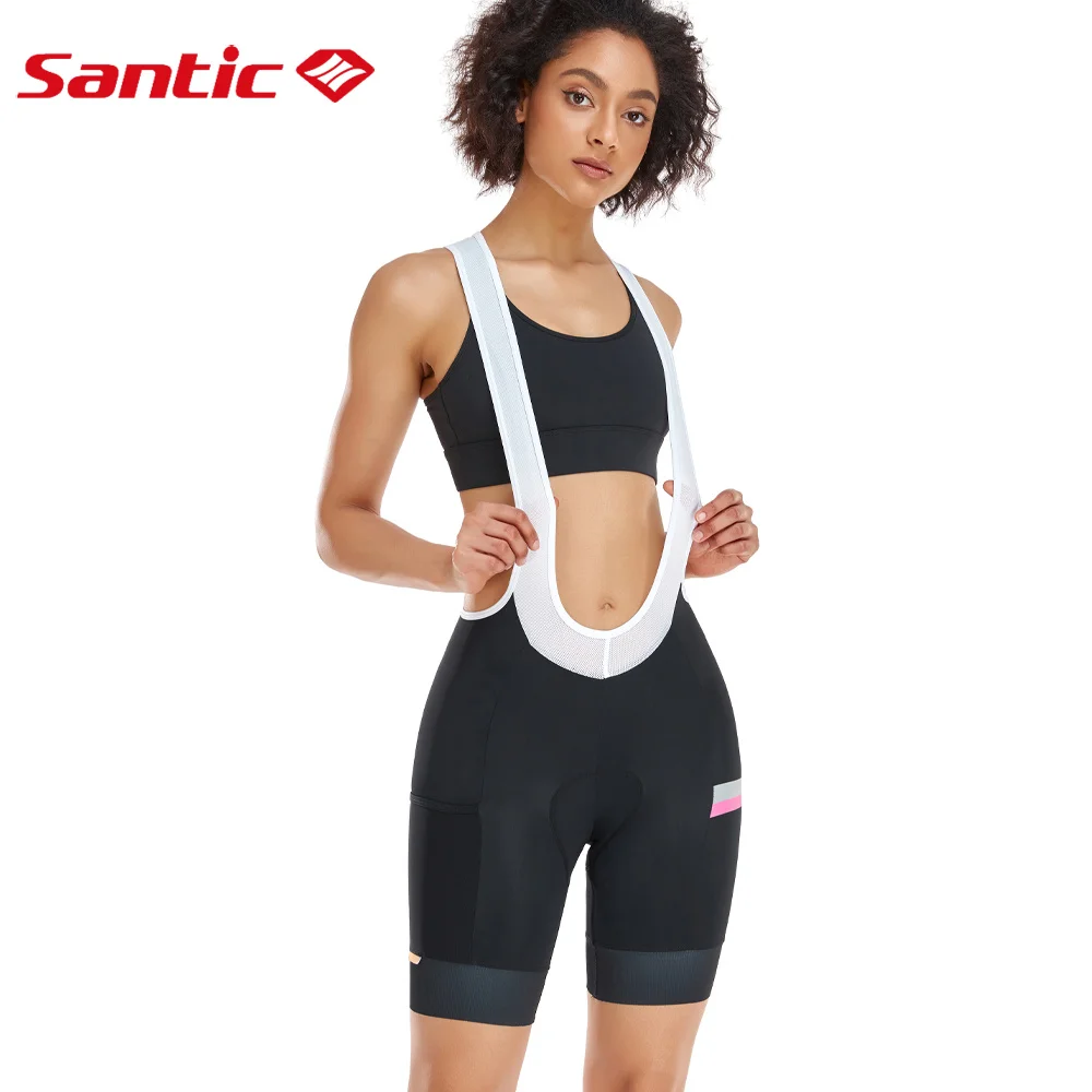 

Santic Women Cycling Bib Shorts Summer MTB Bike Bibs Shorts Padded Tights Pants Quick Dry Reflective Breathable Asian Size