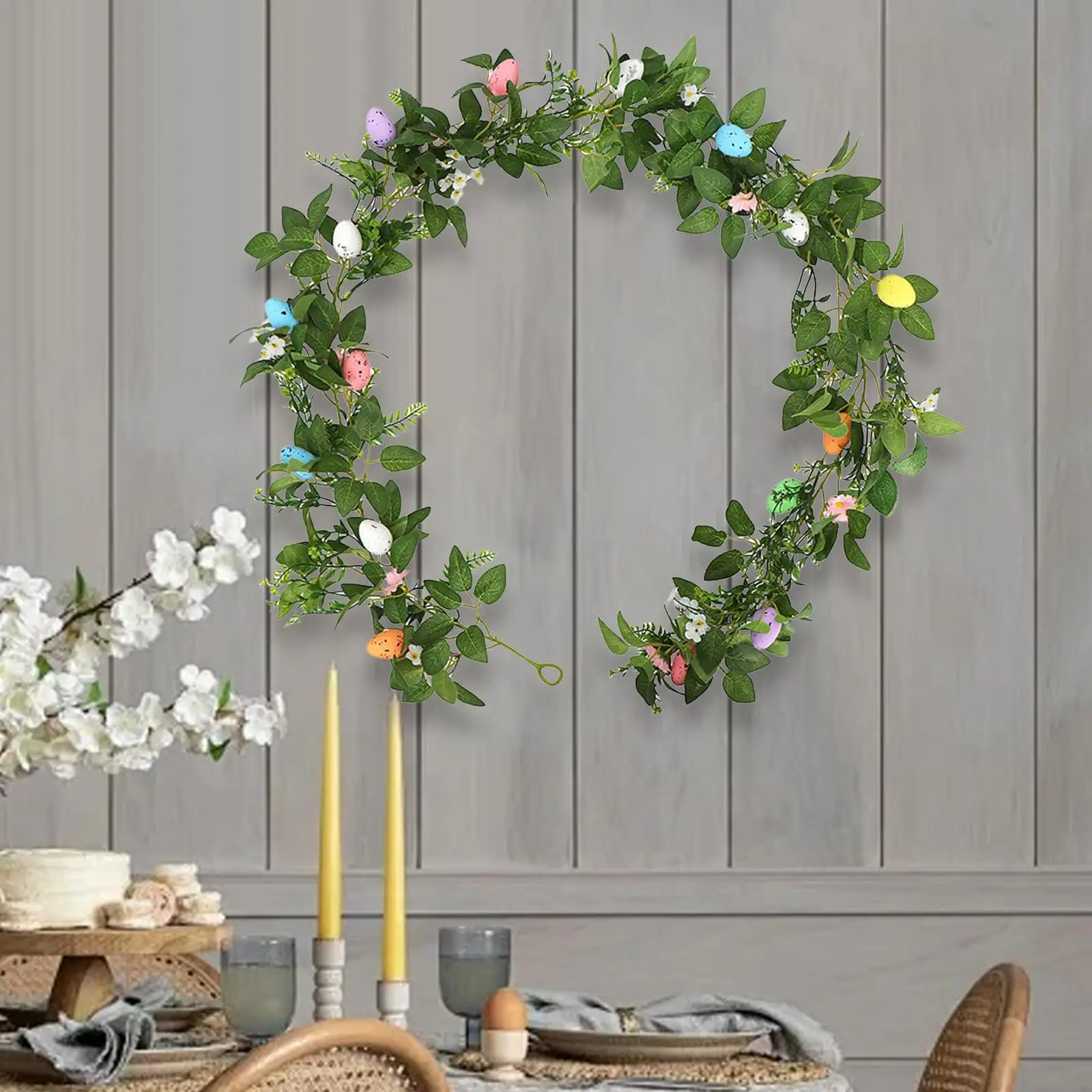 Easter Eggs Garland Hanging Decoration Spring Wreath Handicrafts Easter Egg Wreath for Birthday Home Indoor Outdoor Farmhouse