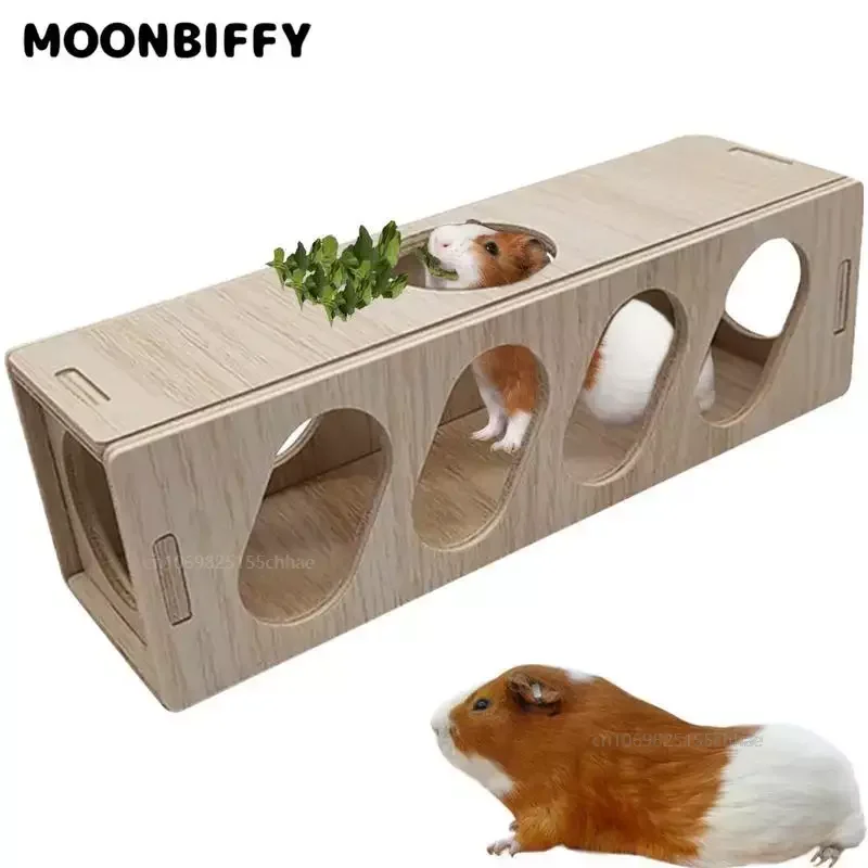 Wooden Hamster Toys Tunnel Escape Toy Hamster Hide House Multipurpose Safe Using Wooden Toys for Rabbits Golden Bear Weasels Small Pet Tunnel Hamster Cage Tunnel Hamster Toy Maze