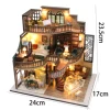 DIY Wooden Miniature Model Kit European Loft Casa Doll Houses 3D Puzzle Dollhouse With Furniture Lights for Friends Xmas Gifts 6