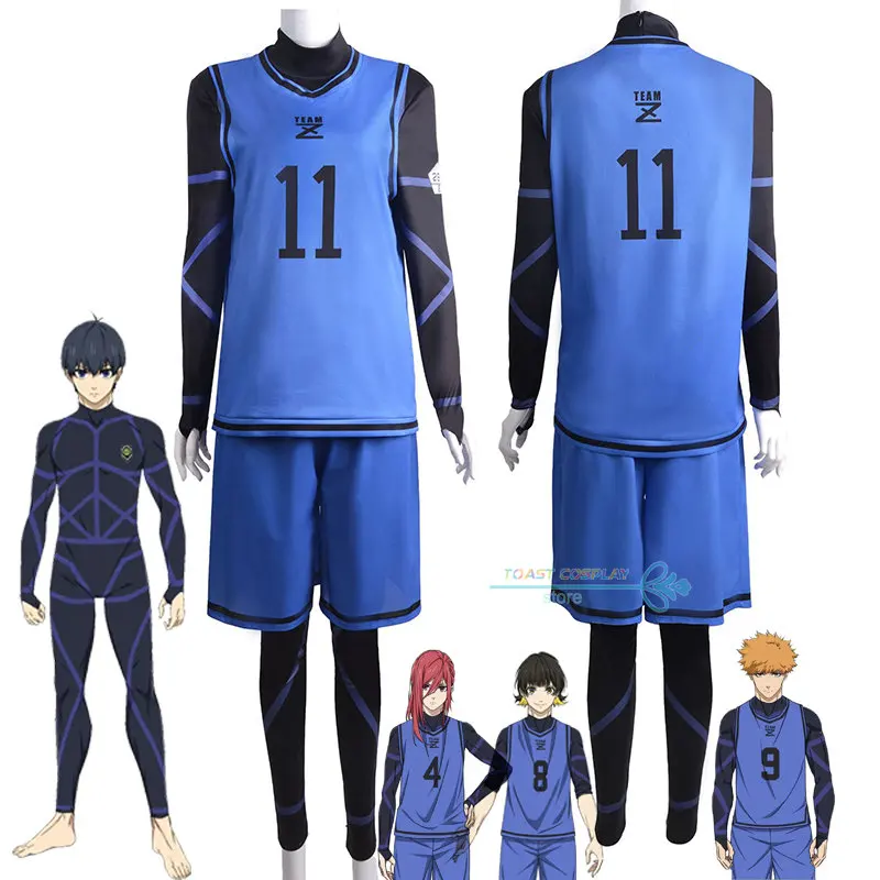 

Anime Blue Lock Cospaly Costume Chigiri Hyoma Isagi Yoichi Blue One-piece Jersey Wig Men Women Halloween Party Cosplay Outfits