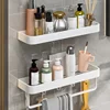 Aluminum Bathroom Storage Shelf Wall Mounted Shower Storage Rack White Organizer Corner Shelves Toilet Shampoo Cosmetics Holder 1