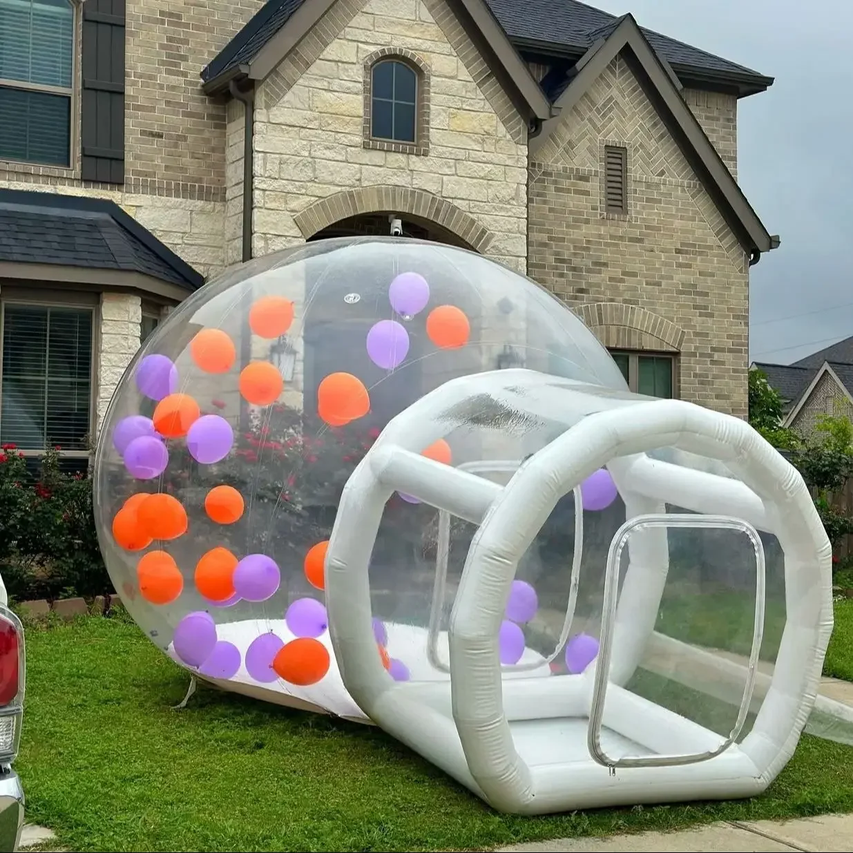 Customizable Balloon inflatable bubble house with trampoline and transparent dome PVC material