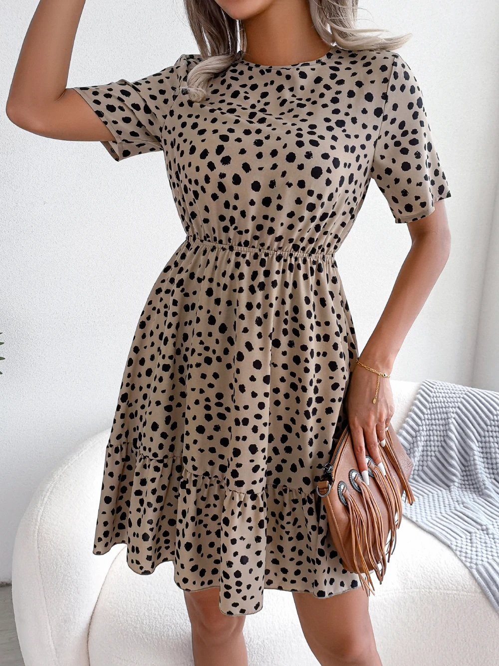Leopard Print Casual Dress for Women Summer Vacation