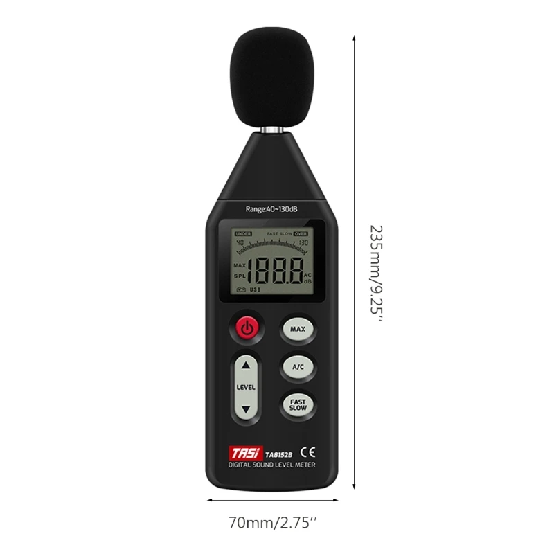 LCD 데시벨 미터 소음 수준 판독기 40-130dB 소음 측정기 데시벨 모니터 테스트