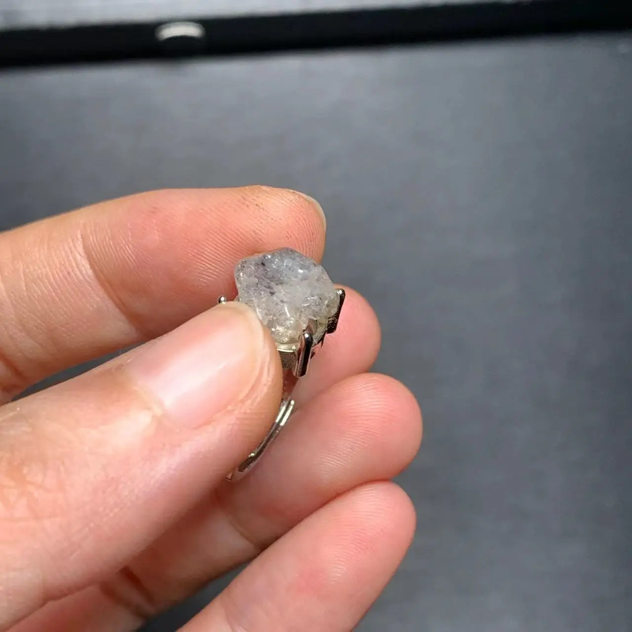 2 pcs Natural Herkimer Diamond luck stone Ring Adjustable Female Ring Jewelry for Women Gift Wholesale High Quality Vintage Fine