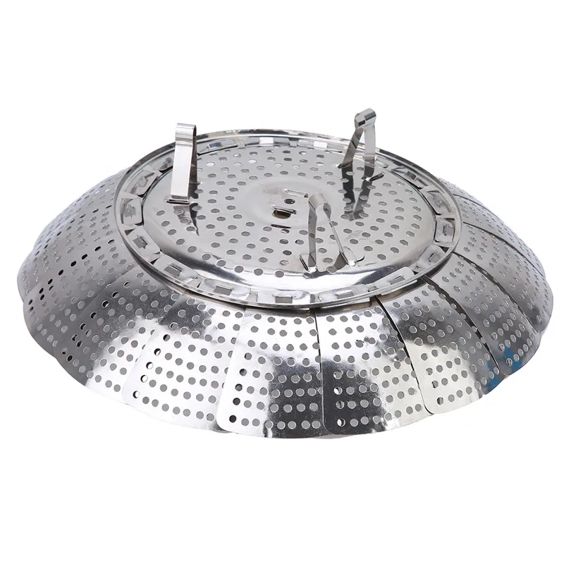 Description Picture 6 of itemStainless Steel Multifunctional Steamer Plate Silver Retractable Folding Steaming Food Steamer Vegetable Fruit Basket