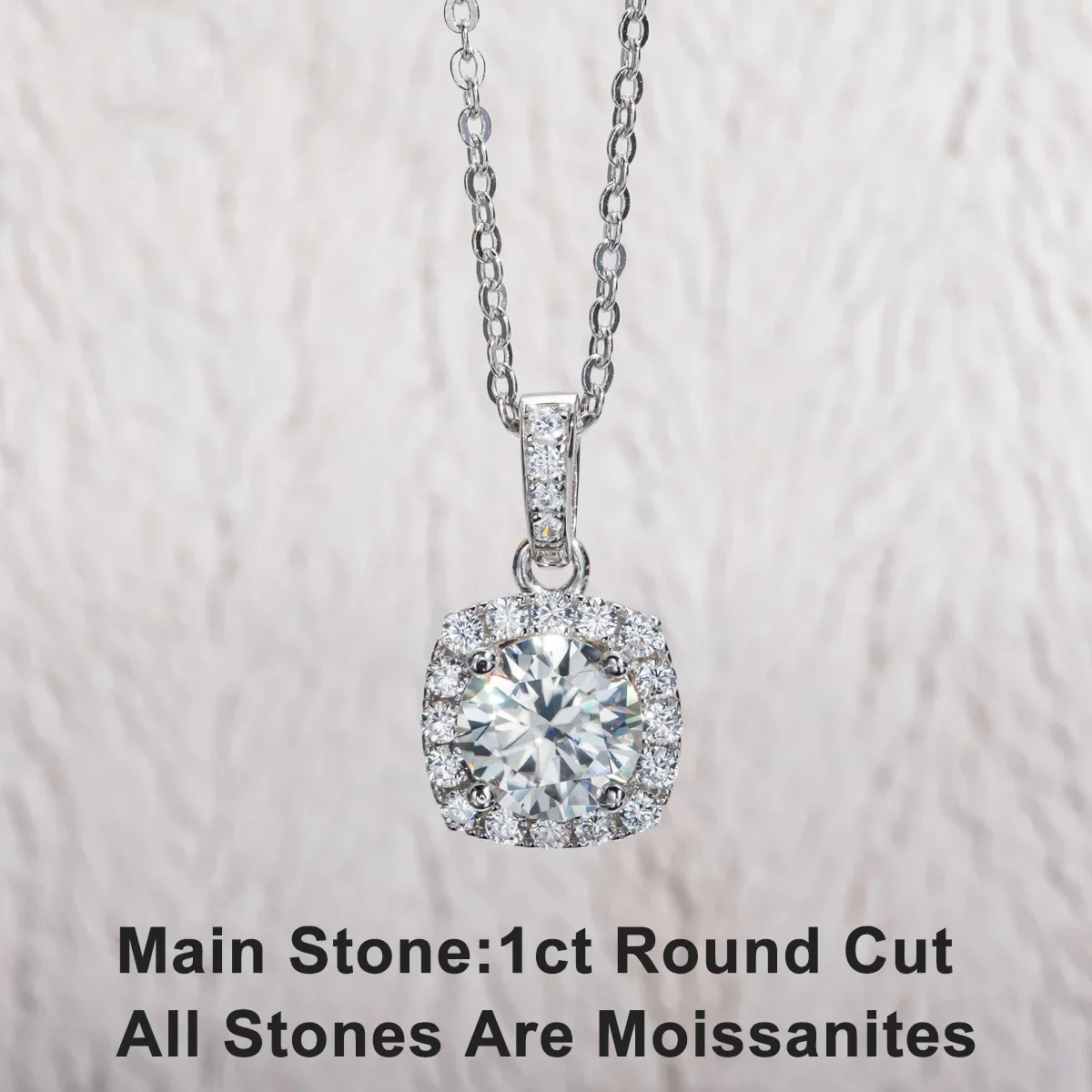 

1ct Cushion Shape D Color Moissanite Diamond Luxury Pendant 925 Sterling Silver 40+2+3cm Necklace Fine Jewelry