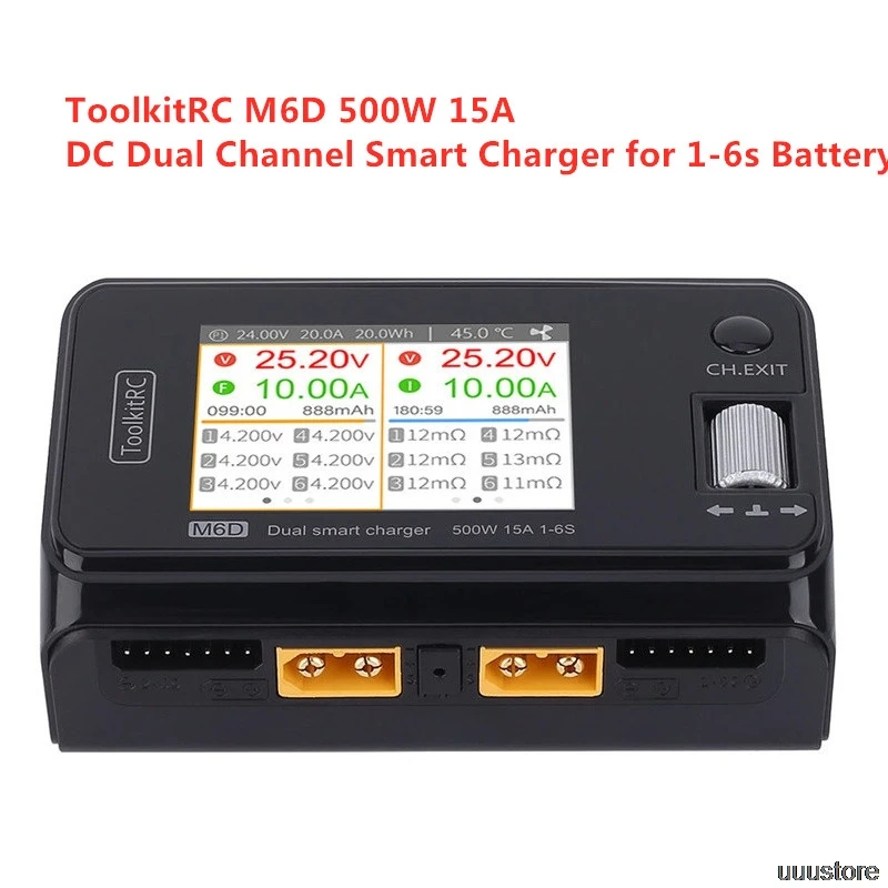 

2020 ToolkitRC M6D 500W 15A DC Dual Channel MINI Smart Charger Discharger For 1-6S Lipo Battery FPV Model Spare Part Replace M8