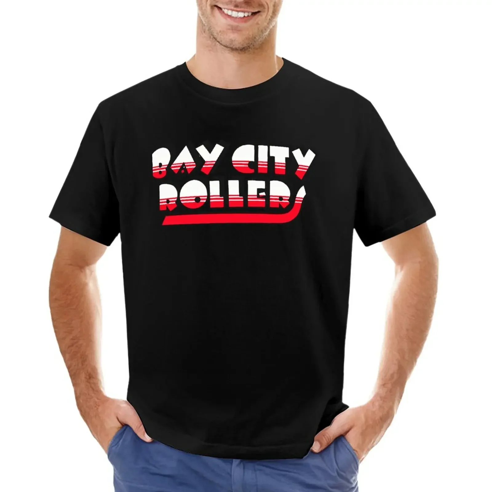 Bay City Rollers Classic T-Shirt Cute Tops Kawaii Clothes Graphics Tops Magliette Nere Per Uomo