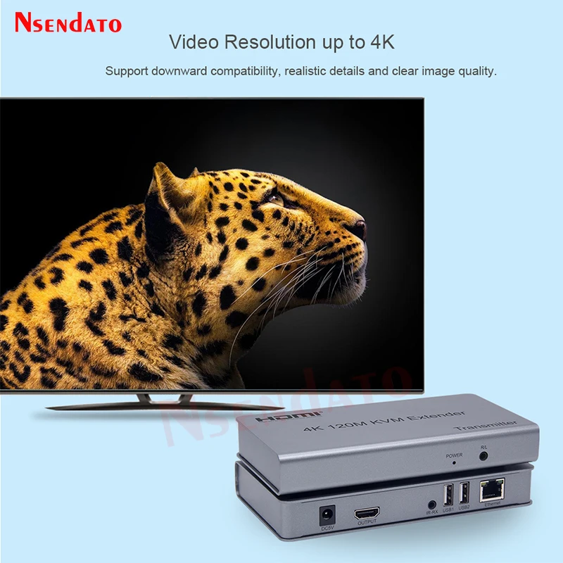 Extender HDMI RJ45 4K 120m KVM HDMI Extender With USB KVM Audio HDMI over Cat6 HDMI KVM Ethernet Extender For USB Mouse Keyboard