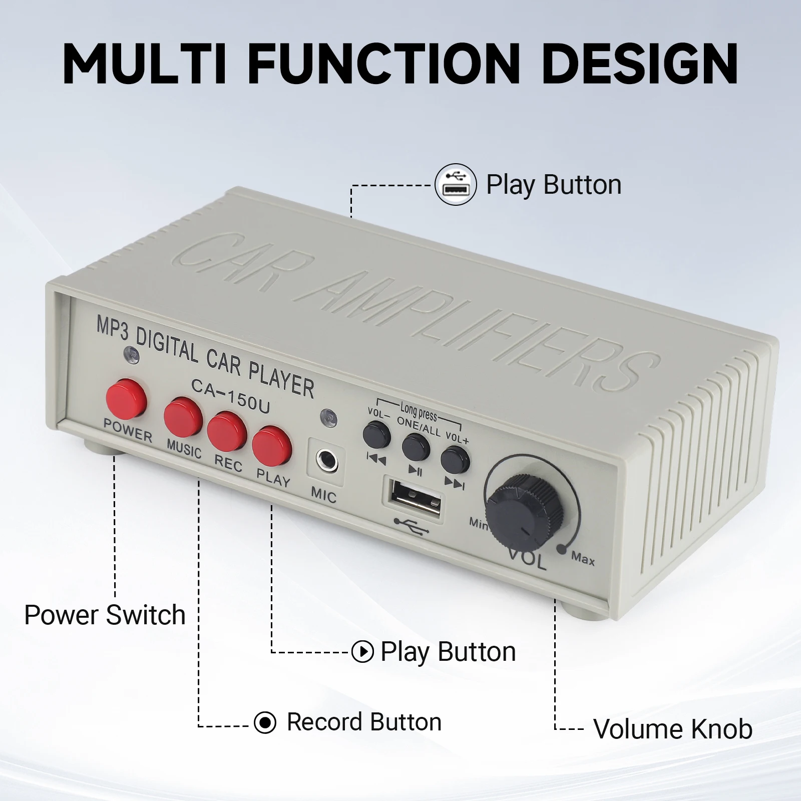 맞춤형 사운드 자동차 경보 사이렌 12V-24V DC 130dB 클락슨 경적, 앰프 마이크 시스템, MP3 플레이어 및 TF 카드 리더 포함
