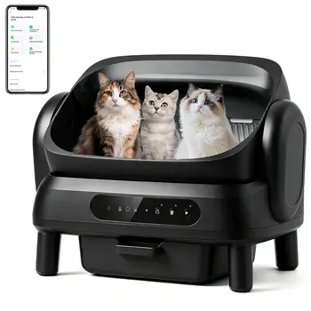 XXXL Automatic Cat Litter Box for Large Cats, Open Top Self Cleaning Litter Box with Smart Health Monitoring, Multi-Cat, Custom 1