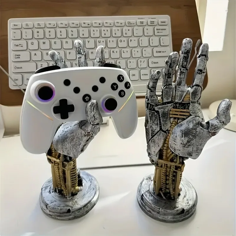 Futuristic Cyberpunk Mechanical Arm - 3-in-1 Game Controller Stand & Ergonomic Desktop Decor