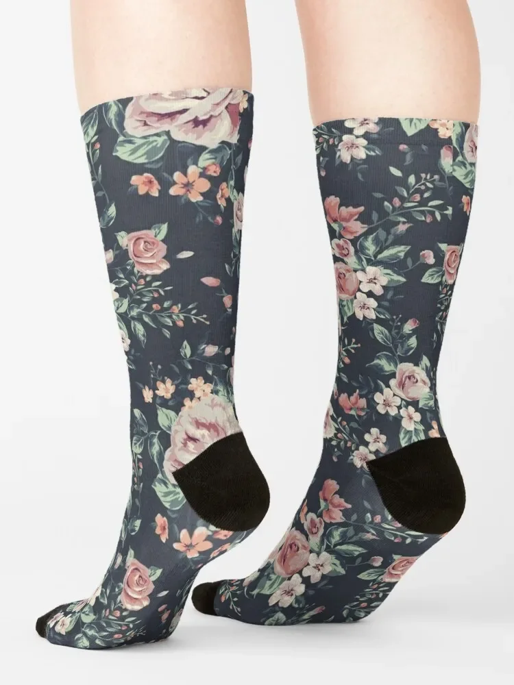 Vintage Floral Pattern Socks Soccer New year's floral Women Socks Men's