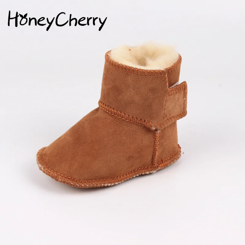 

HoneyCherry Winter New Baby Sheepskin Fur Snow Boots Baby Soft Soled Warm Toddler Boots