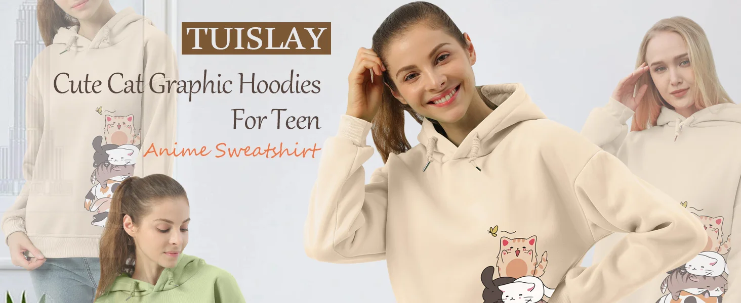 kawaii cat graphic hoodie