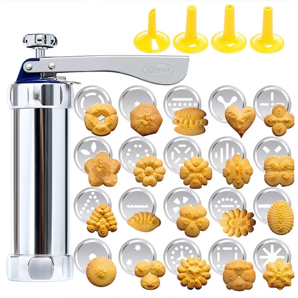 

Cookie Press Tube with Icing Piping Tips Set Food Grade Detachable Easy to Clean Icing Decoration Manual Cake Decorating Kit