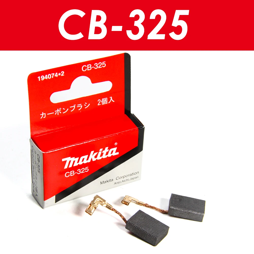 Makita Carbon Brushes CB325 Power Tools Spare Parts 16x11x5mm for Electric Grinder Motor 194074-2 9554NB 9557NB HR2811F HR2811F 1set solder fume absorber for air circulation esd fume exhaust fan brand new usb 5v 2a power tools replacement spare parts