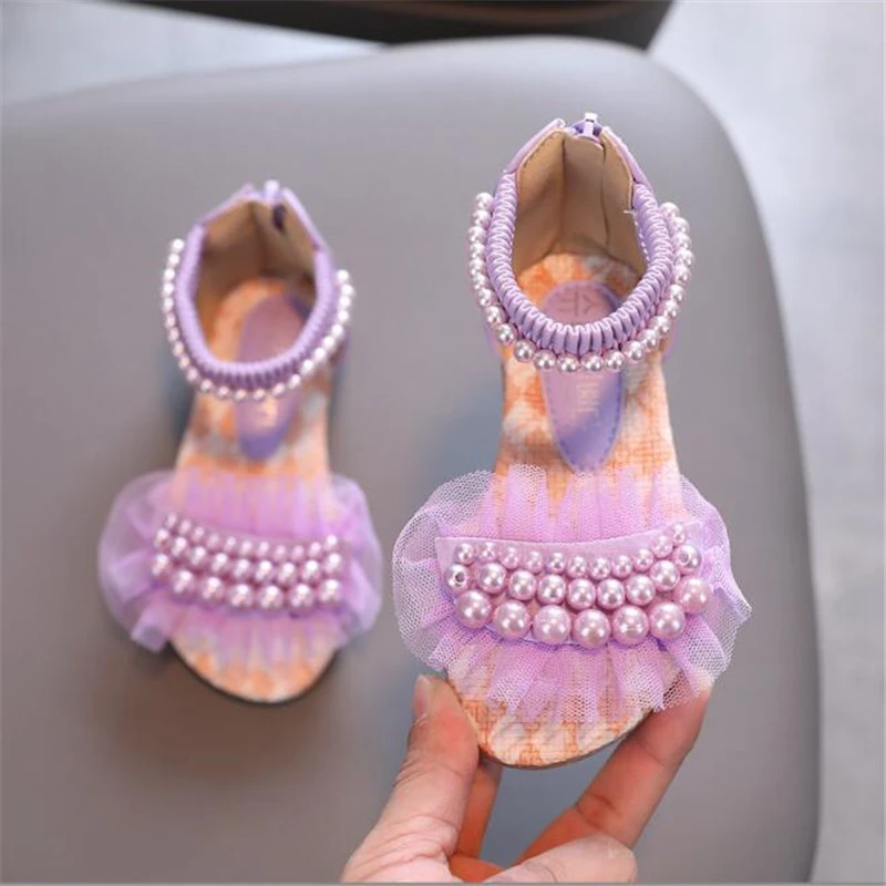 Girls Pearl Sandals 2022 Summer New Baby Princess Girls Children White Dance Performance Shoes children's shoes for sale