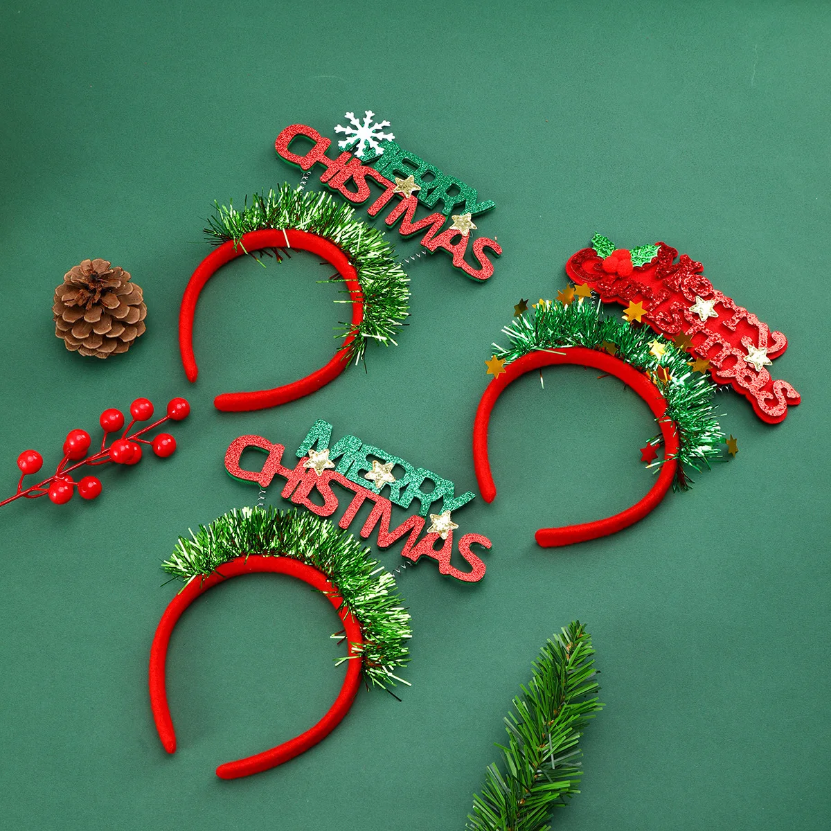 Shiny Christmas Letter Headband Creative Colorful Lightweight Party Headbands Decoration Fun Headpieces for Adults