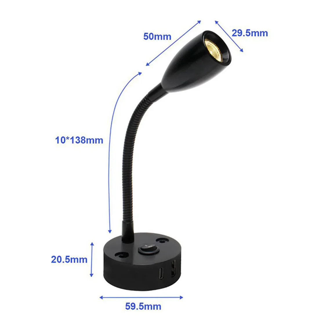 Gooseneck 12V RV Reading Light with USB Type C Quick Charger Flexible 24 Volt Light for Boat Camper Van Trailer Interior Lights 2