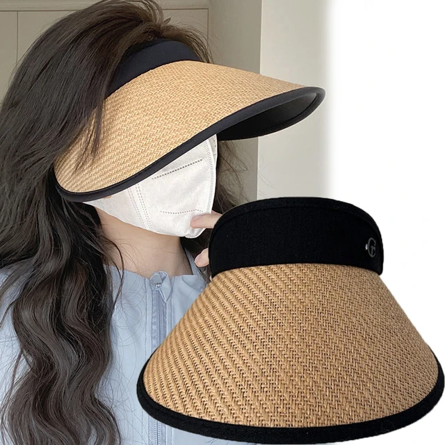 Casual Visor Sunhats Women Summer Empty Top Hat Outdoor Beach Panama Caps  Wide Brim UV Protection Hats Trendy Fisherman Cap - AliExpress