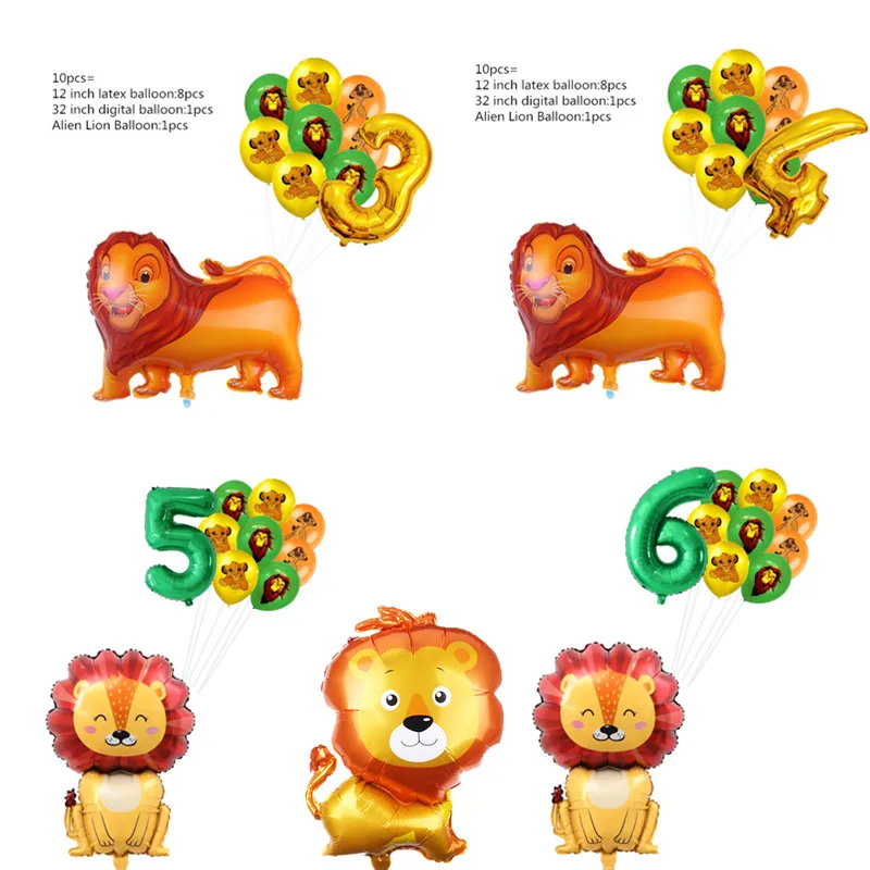 

The Lion King Simba Theme Number Balloon Set Boys1-9years Birthday Party Latex Balloons Party Supplies Kids Toys Baby Shower