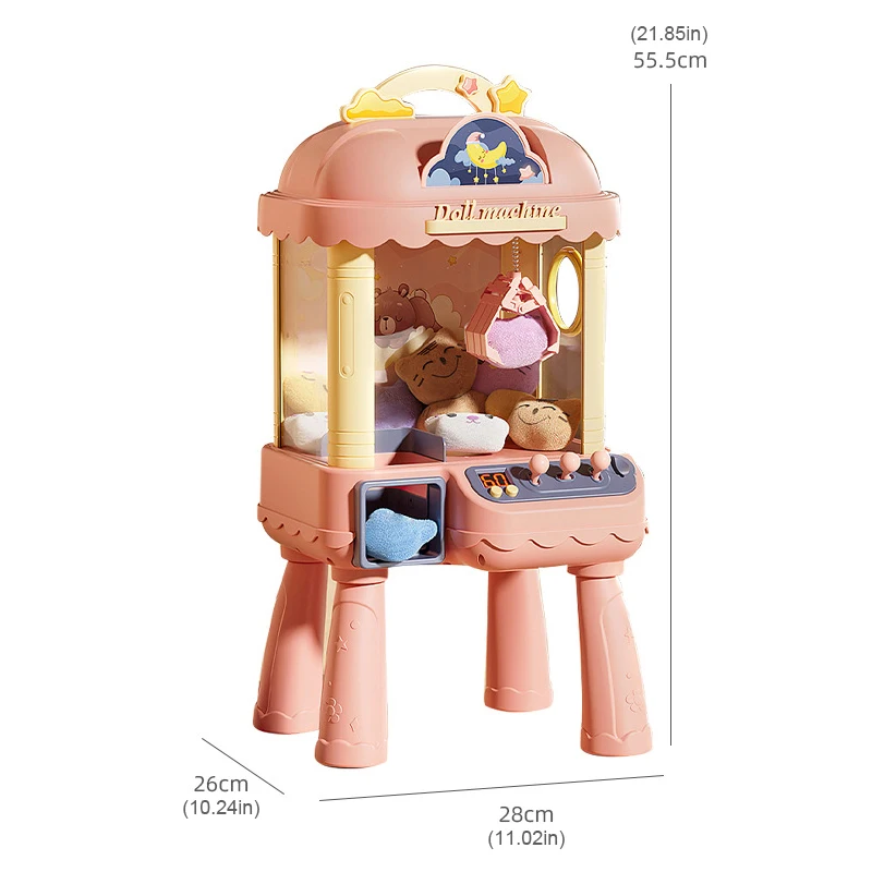 Claw Machine for Kids Doll Machine Toy for Kids Mini Cartoon Claw Crane Machines with Light Music Home Doll Grasping Machine