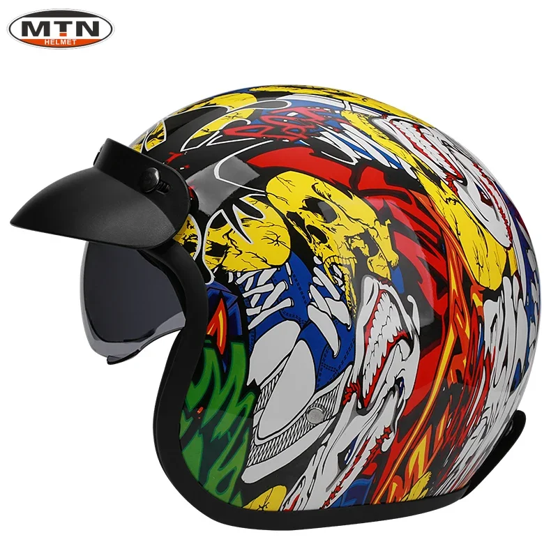 

2024 Free Shipping DOT Approved Retro Motorcycle Helmet Casco 3/4 Open Face Cafe Racer Chopper Capacete Accessories