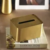 Manual Brass Tissue Box Advanced Texture Living Room Paper Boxes Modern Manual Art Dining Room Napkin Organizer Home Decoration 4