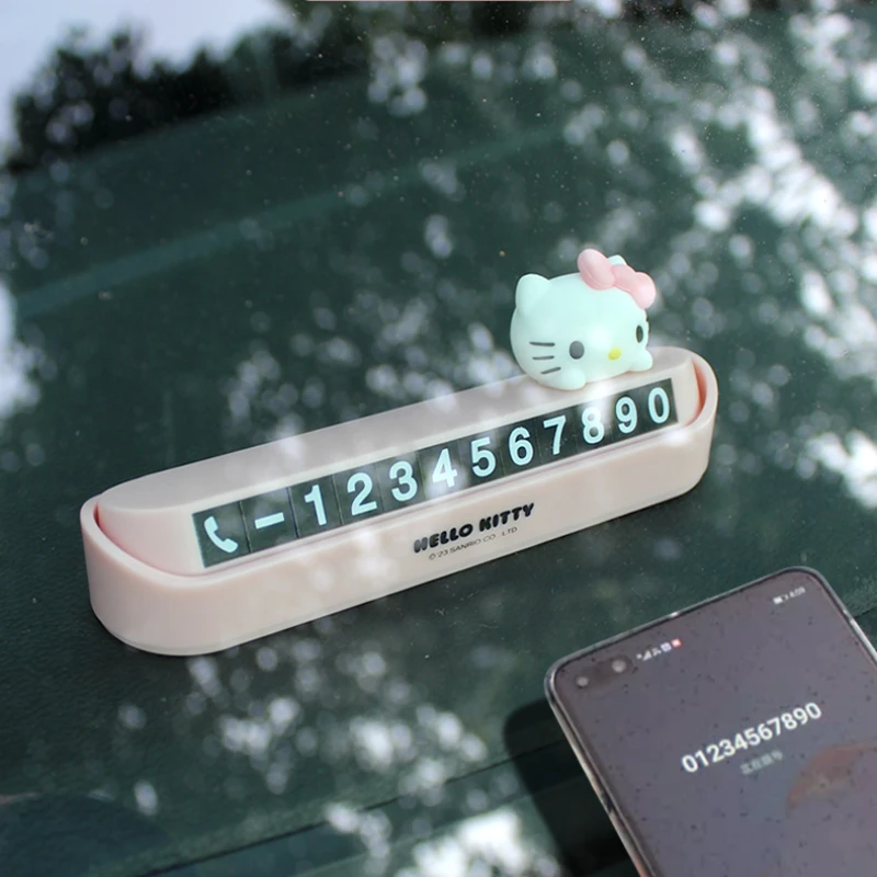 

Sanrio Hello Kitty My Melody Car Phone Number Card Cartoon Temporary Parking Plate Phone Number Car Parking Space CarAccessories