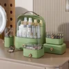 Fashion Green Luxury Makeup Organizer Box Dressing Table Dustproof Cosmetics Storage Case Desktop  Makeup Storage Holder Rack 4