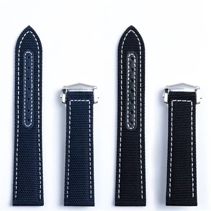 SCHIK For Omega Strap 300 AT150 Fabric Leather AQUA TERRA 150 Watchband Deployment Buckle 20mm 22mm Nylon Canvas Watch Band
