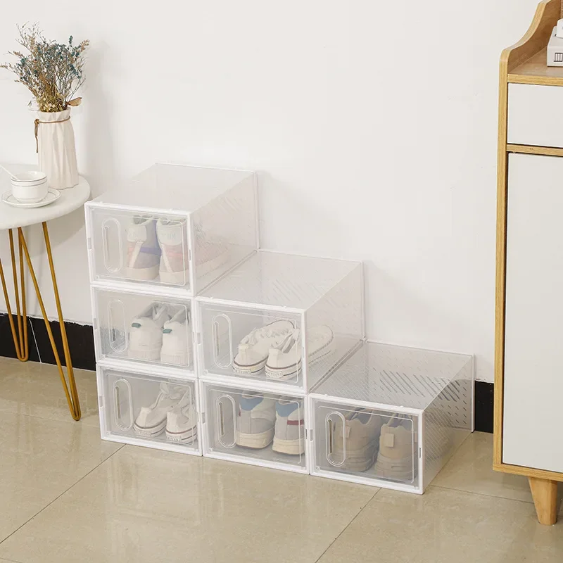 หนาพับกันฝุ่นกล่องเก็บรองเท้าโปร่งใสกล่องรองเท้าOrganizer STACKABLEรวมรองเท้าผ้าใบตู้ขาย 1