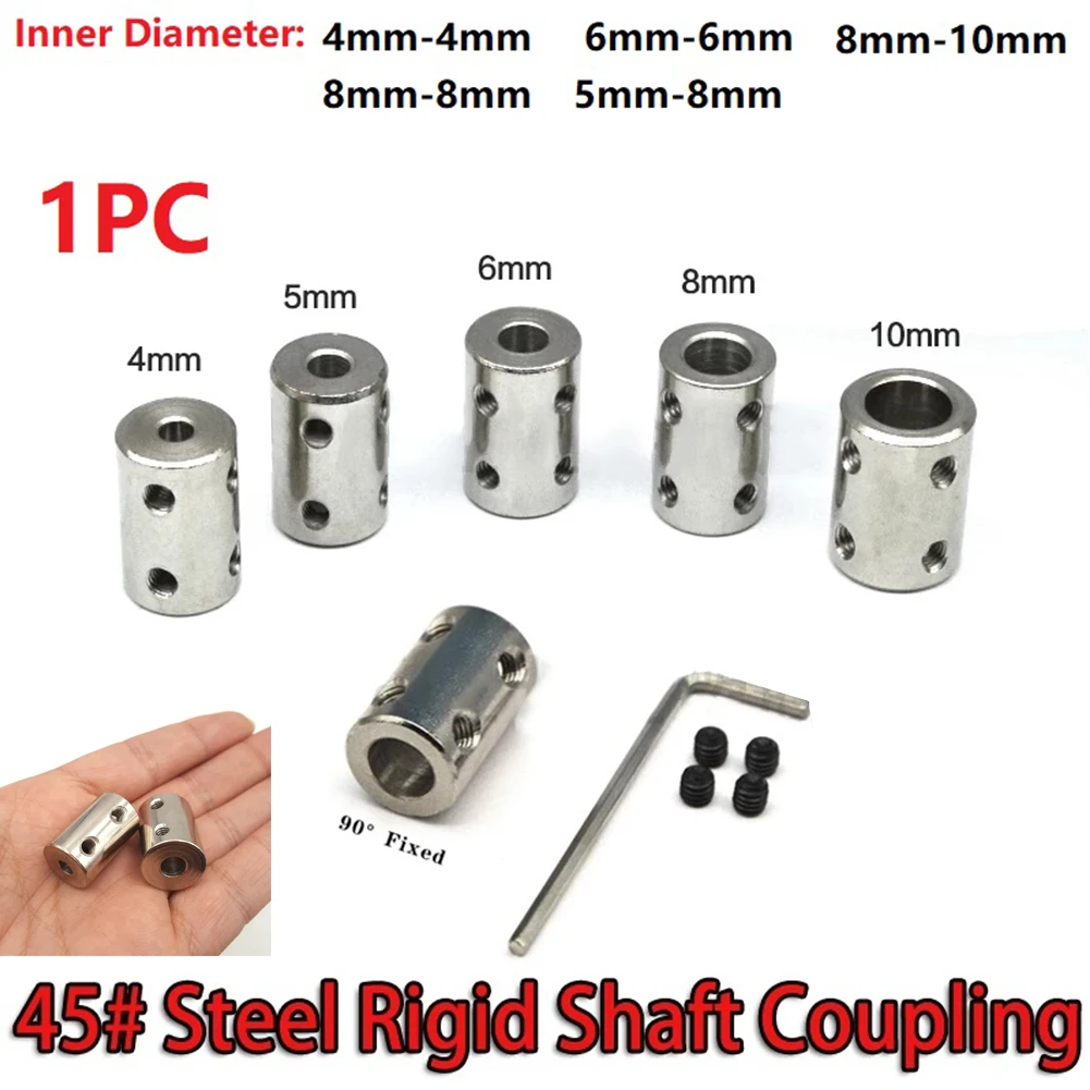 Rigid Shaft Coupler 1set Rigid Shaft Coupling 4mm/5mm/6mm/8mm/10mm CNC Motor Jaw Shaft Coupler Connector Sleeve #45 Steel Transmission Connector