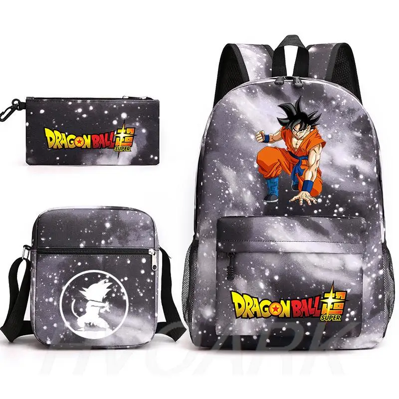 3pcs/Set Dragon Ball Z Son Goku Anime School Bags Backpacks Kids