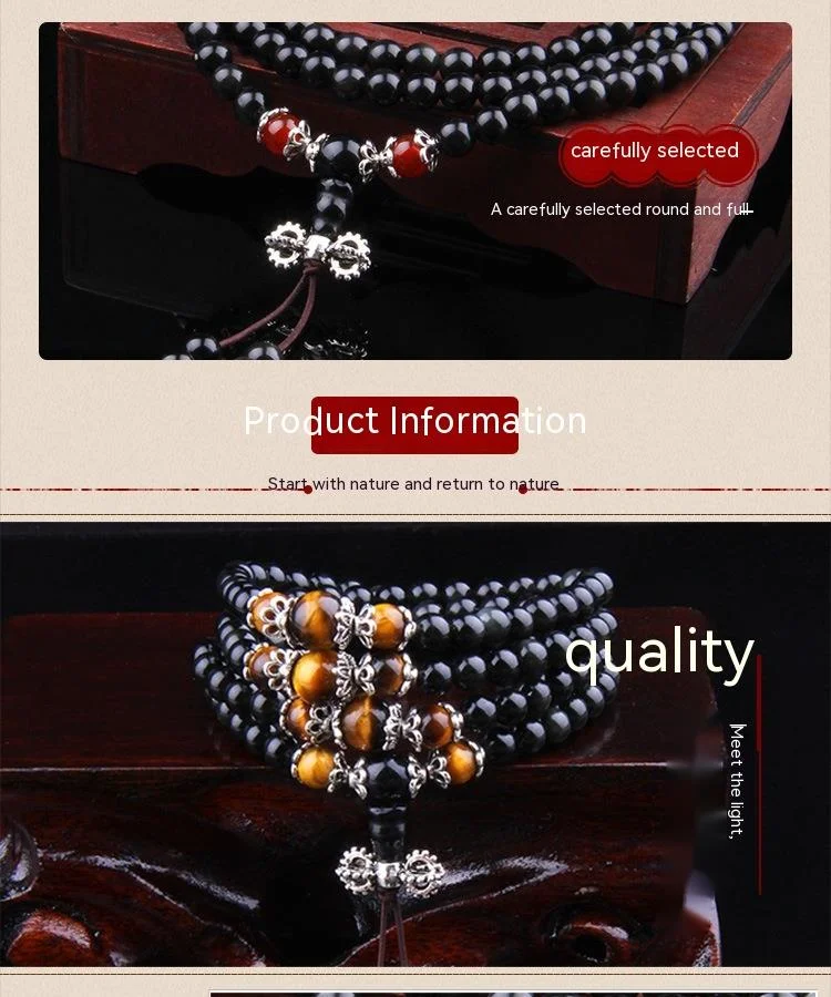 Bracelet en cristal naturel obsidienne perles bijou cadeau_voghion.com