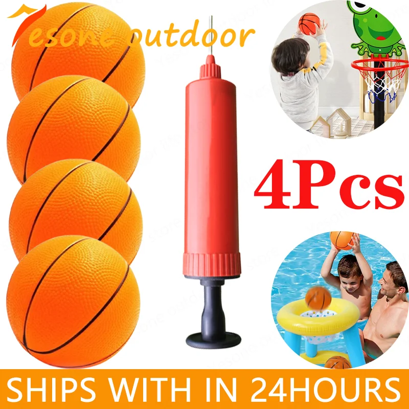 4Pcs 12/20cm Small Mini Children Inflatable Basketballs With Pump Needle Kids PVC Sports Toys For Parent-child Games Basketball