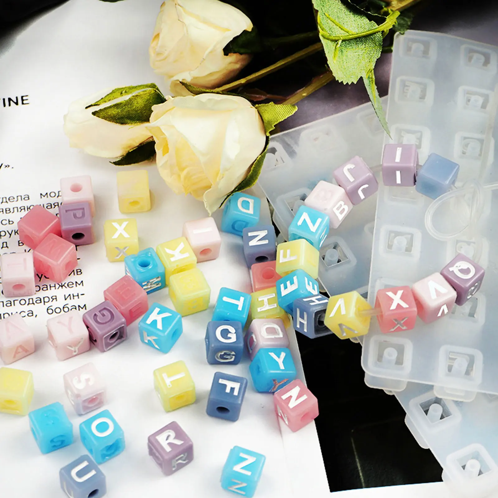 

Letter Square Beads Silicone Mold Alphabet Bracelet Epoxy Resin Mold for DIY Necklace Jewelry Making Crafts Casting Mould