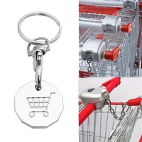 4Pcs Shopping Trolley Remover Key Ring Token Chip with Carabiner Hook Metal Portable Universal Supermarket Keyring Token Decor 2